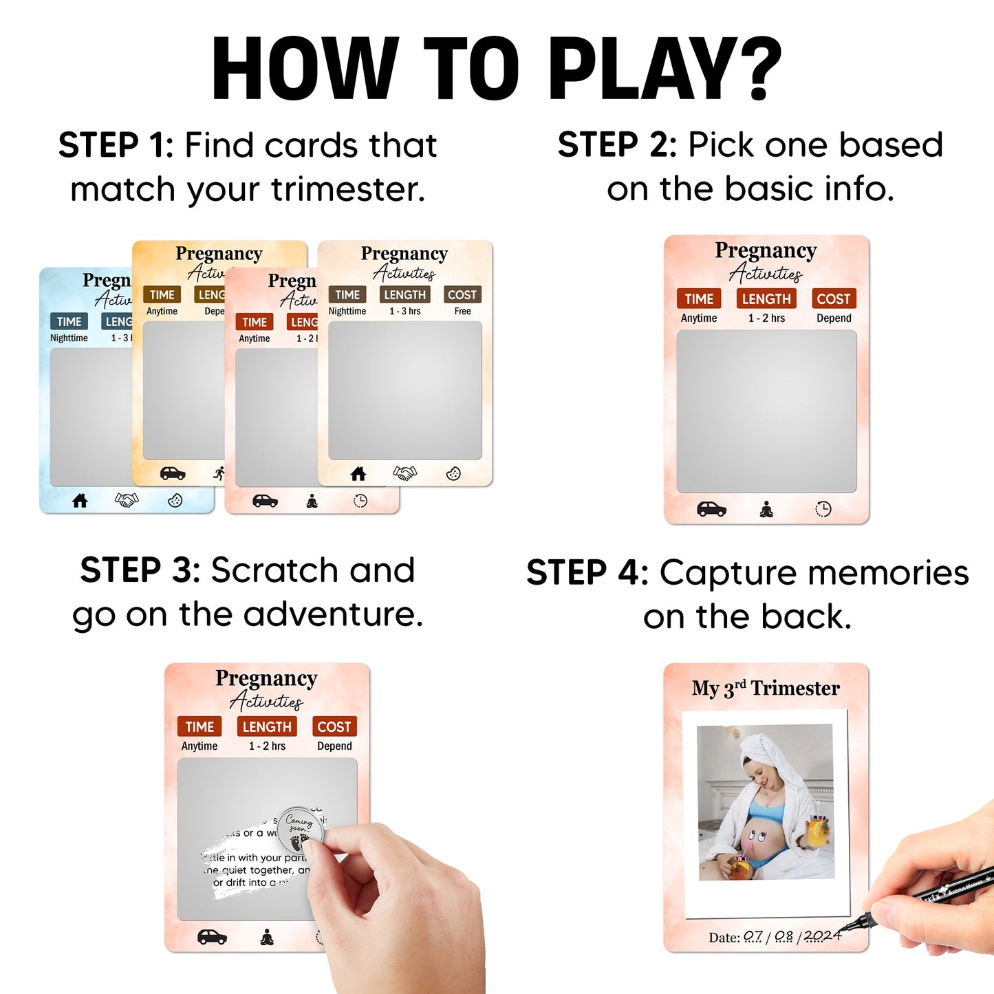 40 Fun Scratch Off Activities to do While Pregnant - Create Everlasting Memories of Your Pregnancy - Unique Gift for Expecting Mom - FB056
