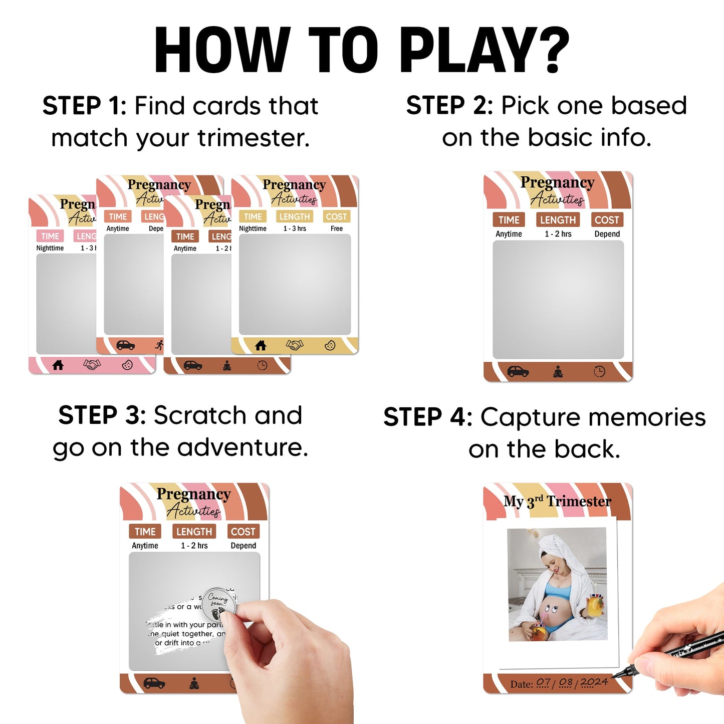 40 Fun Scratch Off Activities to do While Pregnant - Create Everlasting Memories of Your Pregnancy - Unique Gift for Expecting Mom - FB057