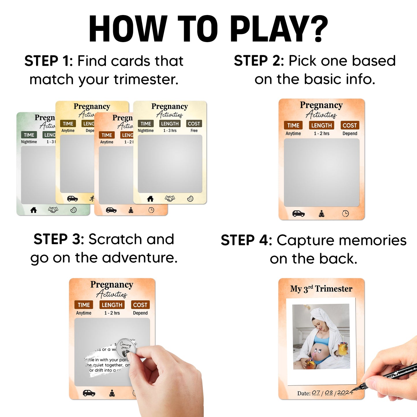 40 Fun Scratch Off Activities to do While Pregnant - Create Everlasting Memories of Your Pregnancy - Unique Gift for Expecting Mom - FB052