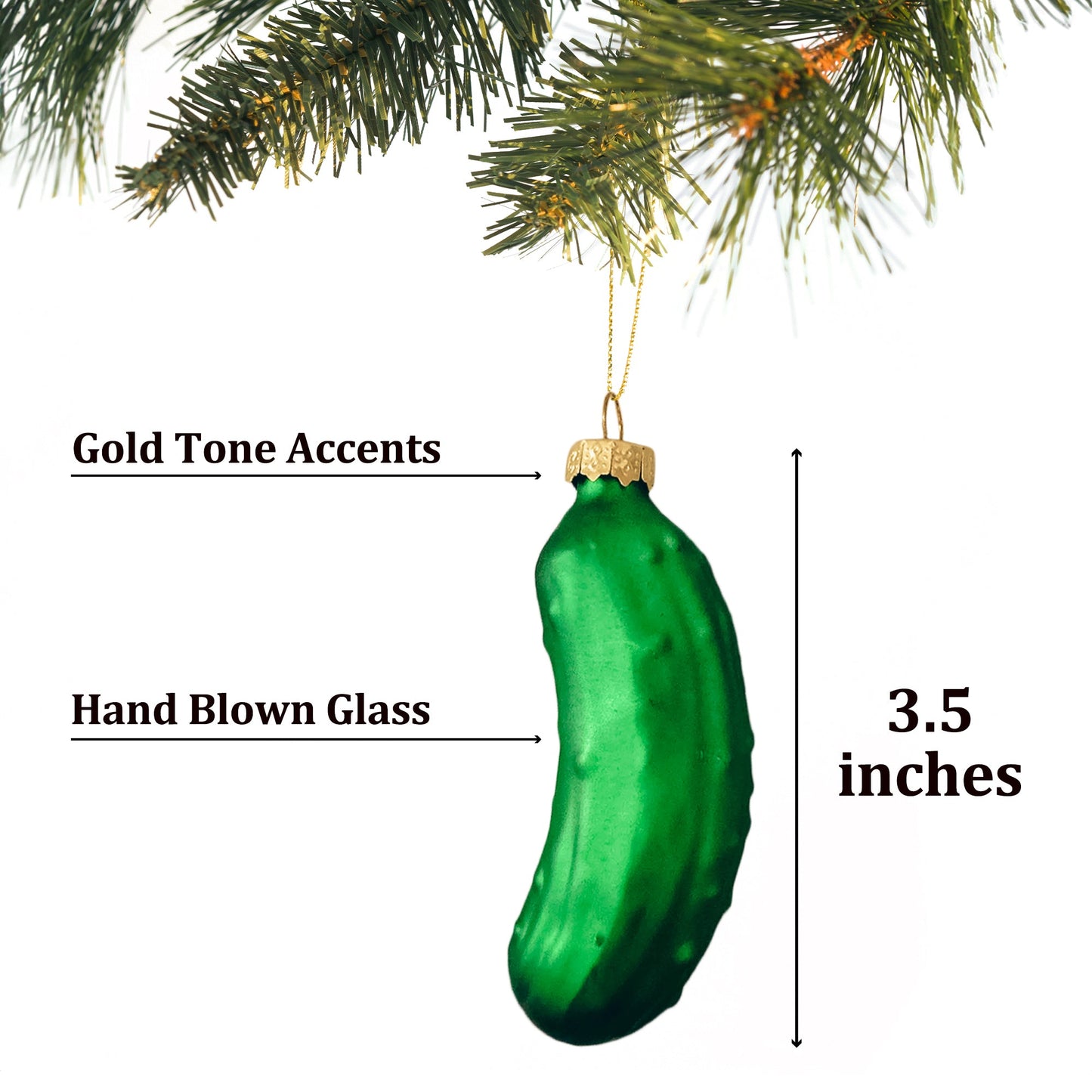 German Christmas Pickle Ornament Tradition Decor - Green Glass Tree Decoration - Gift Boxed with Story & Legend